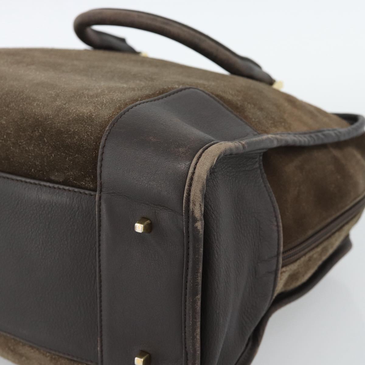 LOEWE Amazona 30 Hand Bag Suede Beige Gold Auth 186835