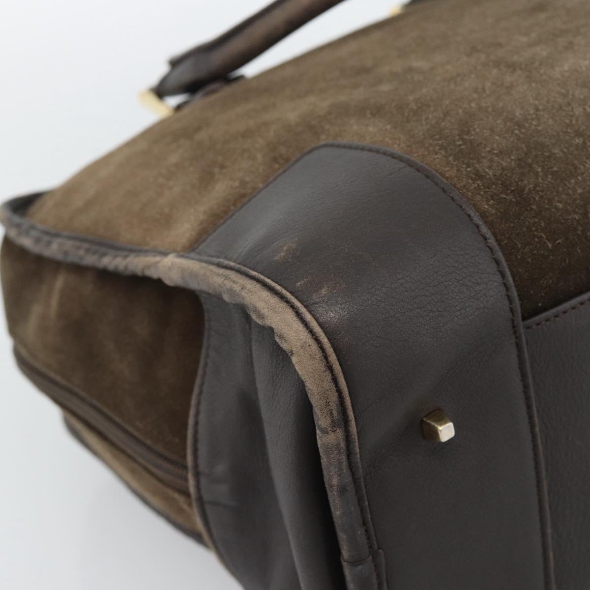 LOEWE Amazona 30 Hand Bag Suede Beige Gold Auth 186835