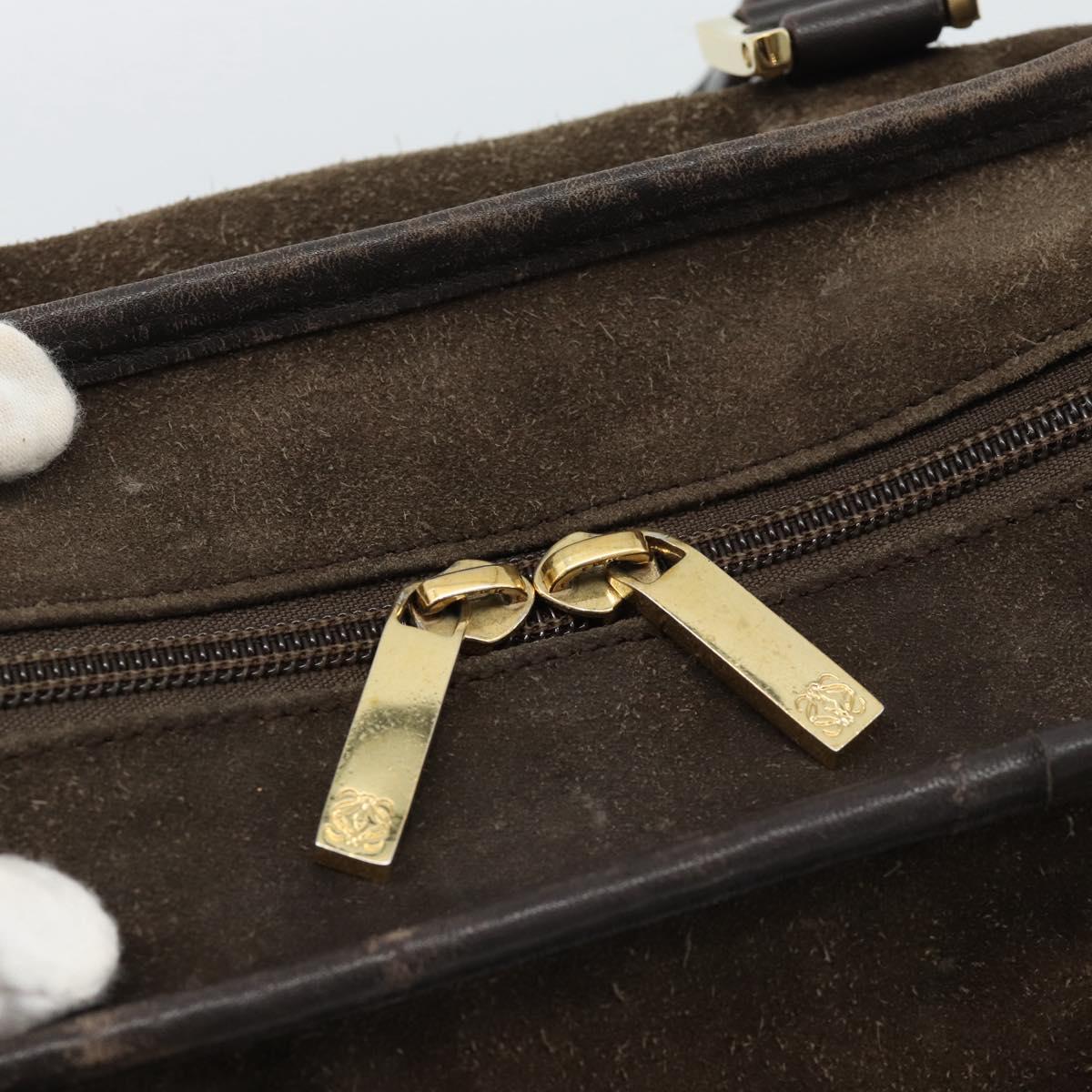 LOEWE Amazona 30 Hand Bag Suede Beige Gold Auth 186835