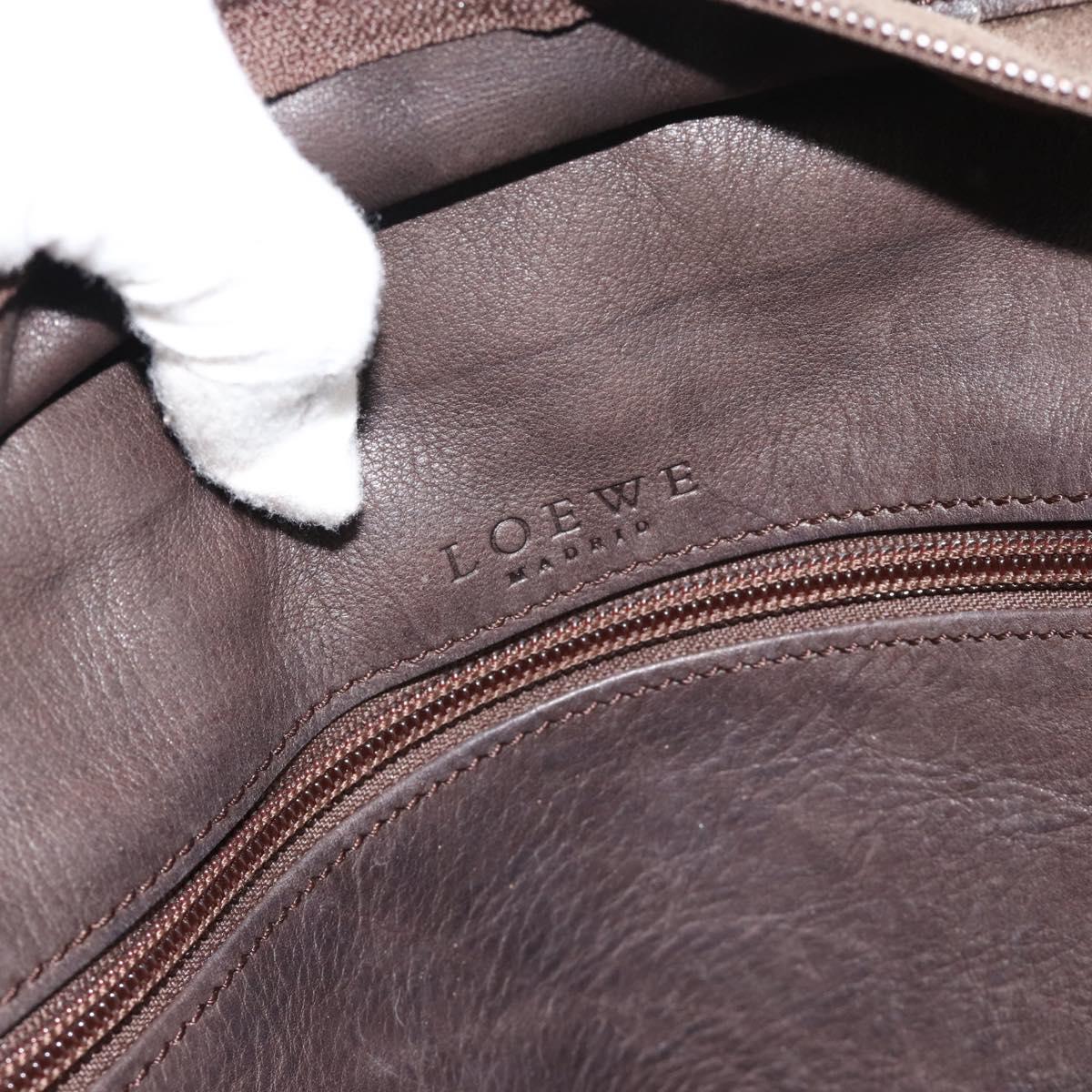 LOEWE Amazona 30 Hand Bag Suede Beige Gold Auth 186835