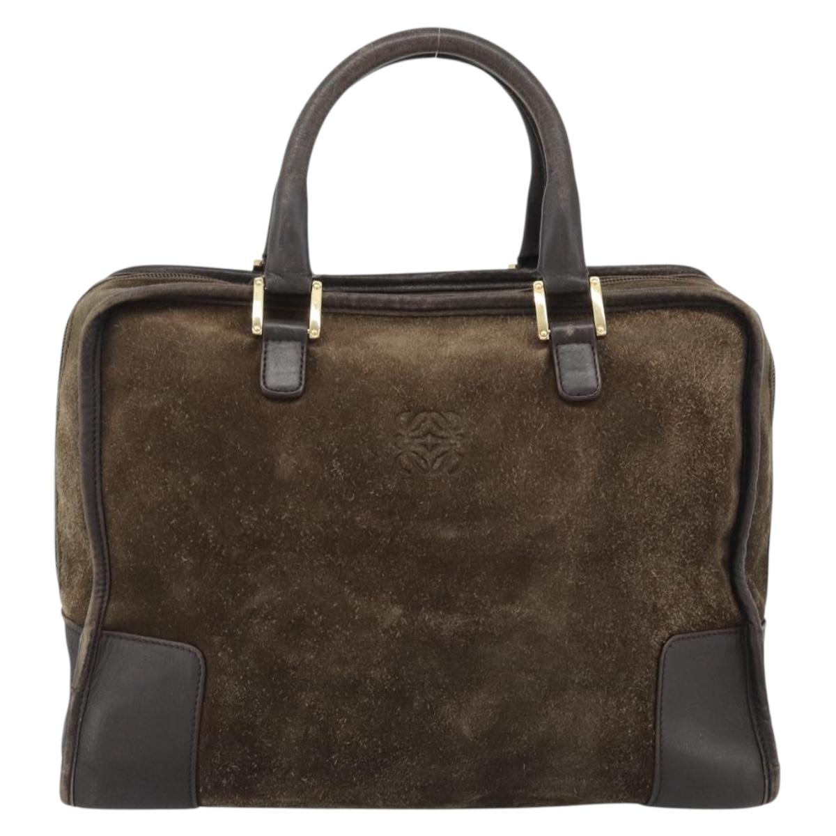LOEWE Amazona 30 Hand Bag Suede Beige Gold Auth 186835