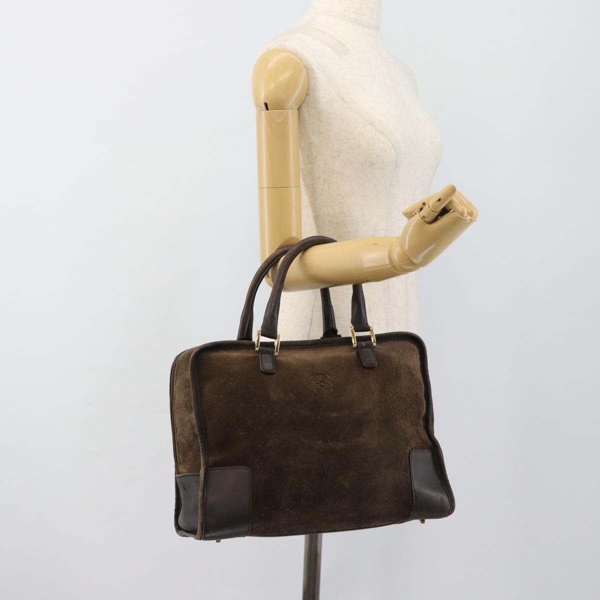 LOEWE Amazona 30 Hand Bag Suede Beige Gold Auth 186835