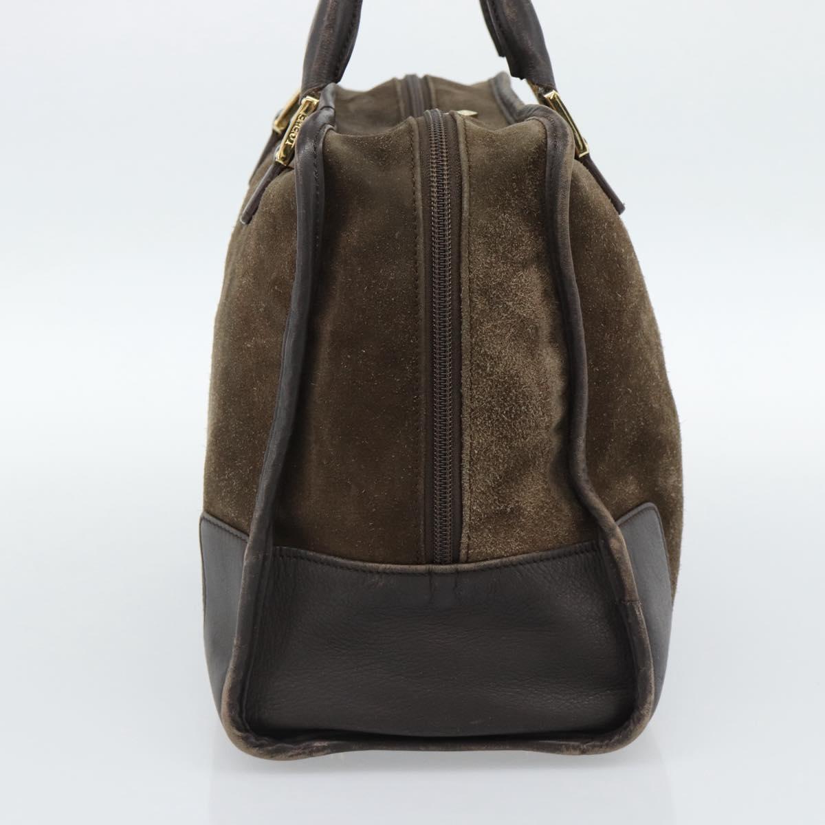 LOEWE Amazona 30 Hand Bag Suede Beige Gold Auth 186835