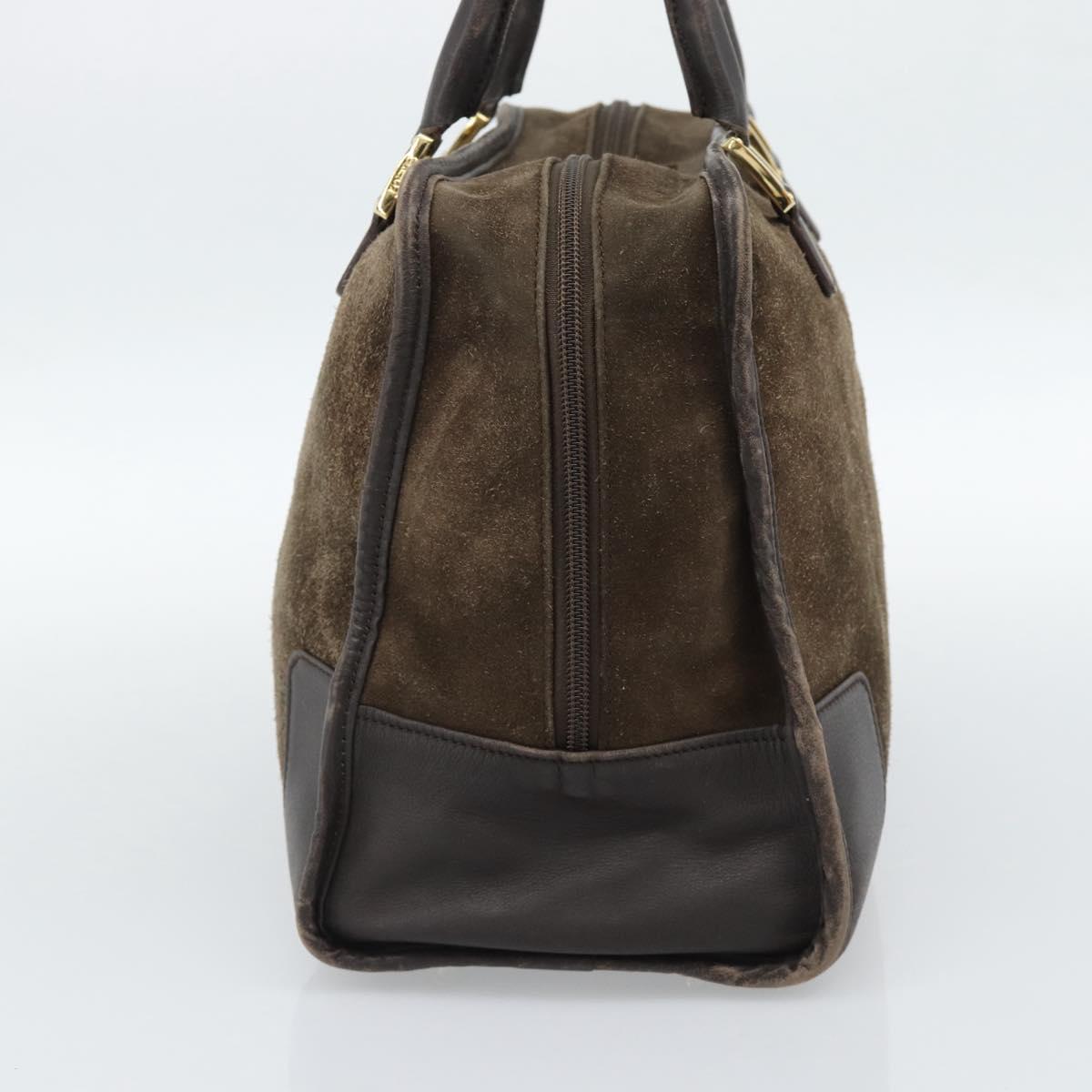 LOEWE Amazona 30 Hand Bag Suede Beige Gold Auth 186835