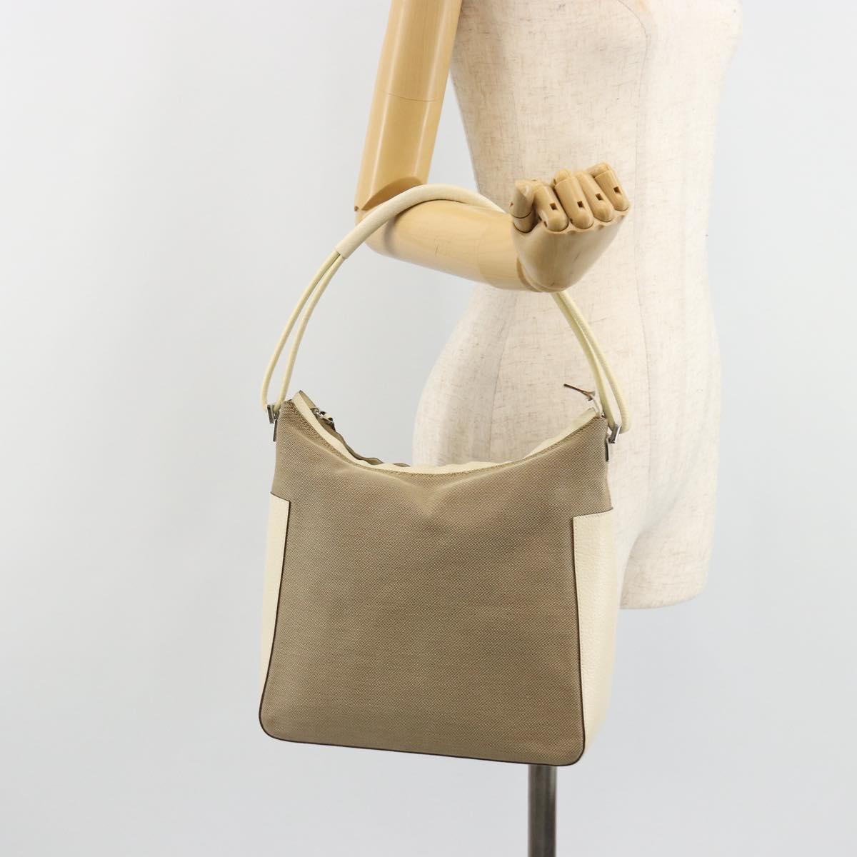 GUCCI Hand Bag Canvas Ivory Silver 001 3766 Auth 186840