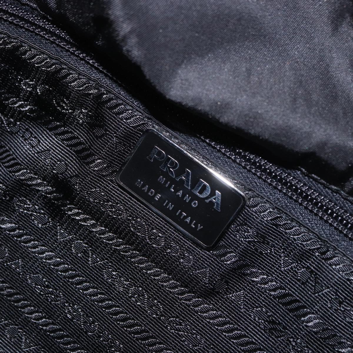 PRADA Shoulder Bag Nylon Black Silver Auth 186842A