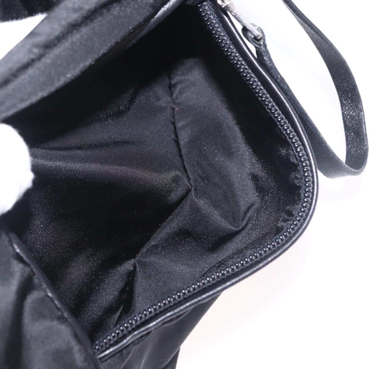 PRADA Shoulder Bag Nylon Black Silver Auth 186842A