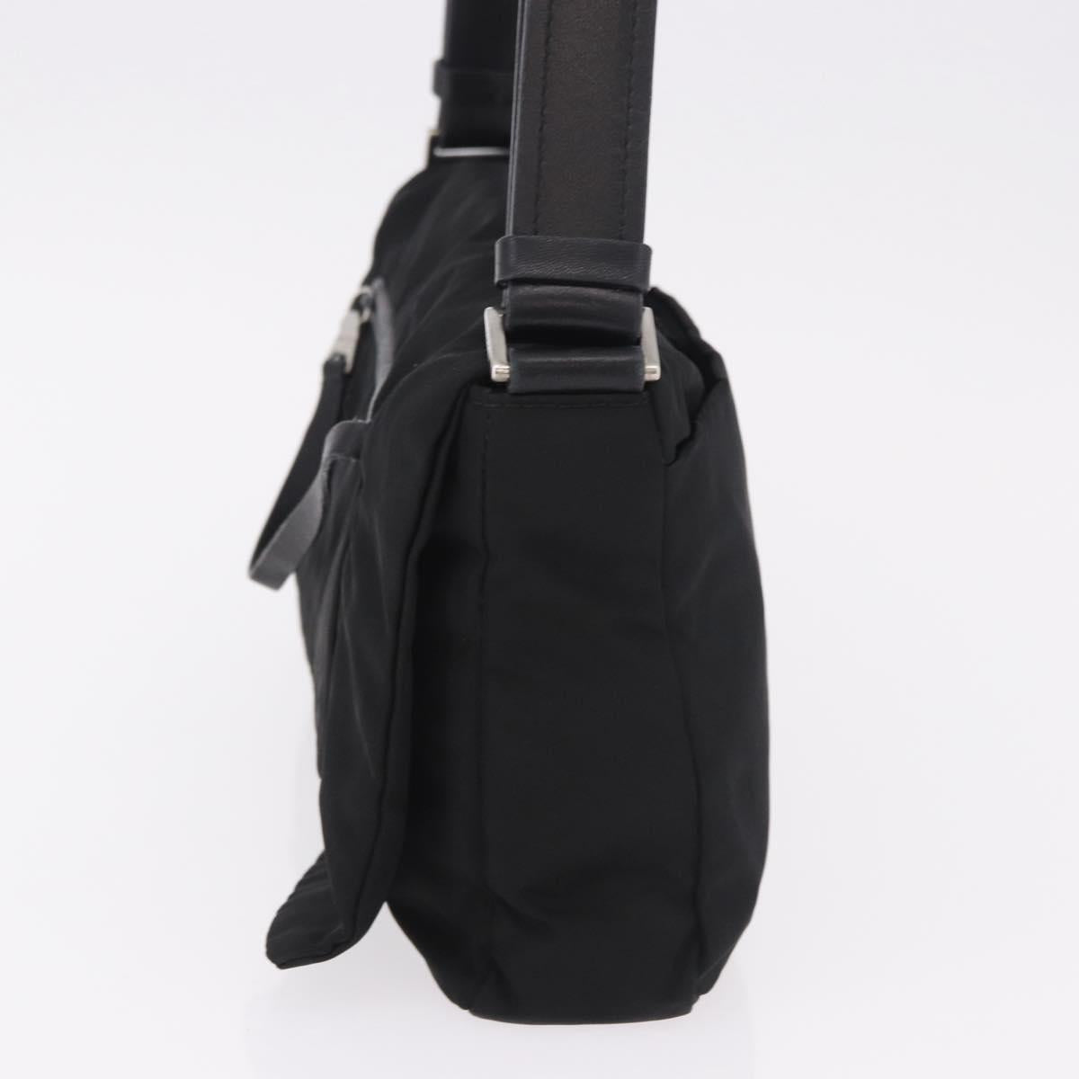 PRADA Shoulder Bag Nylon Black Silver Auth 186842A