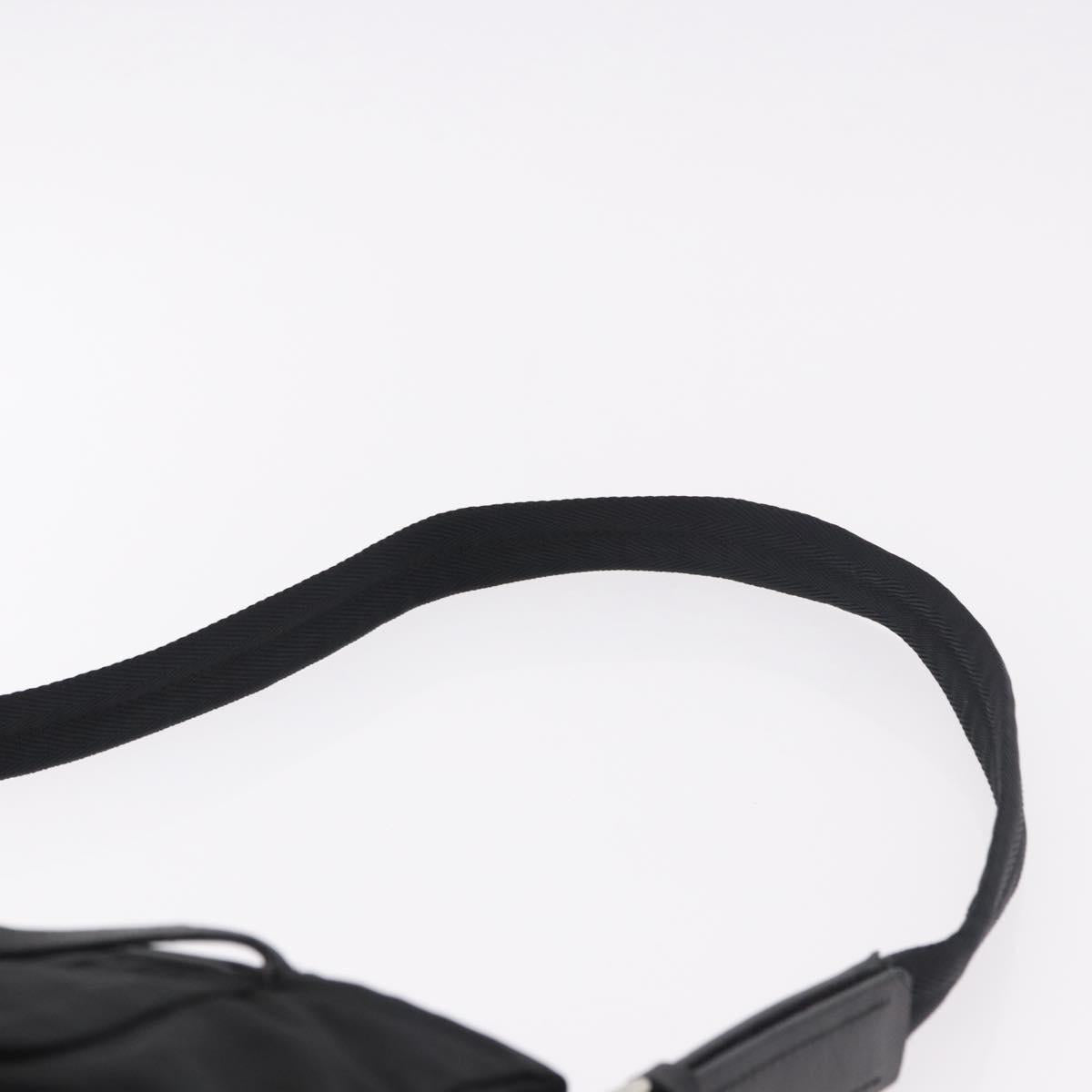 PRADA Shoulder Bag Nylon Black Silver Auth 186842A