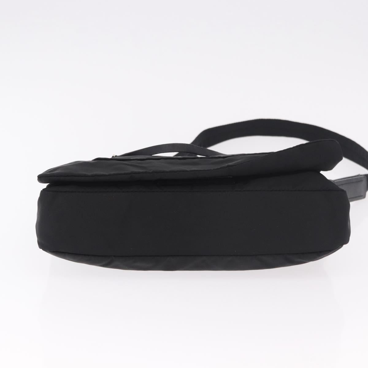 PRADA Shoulder Bag Nylon Black Silver Auth 186842A