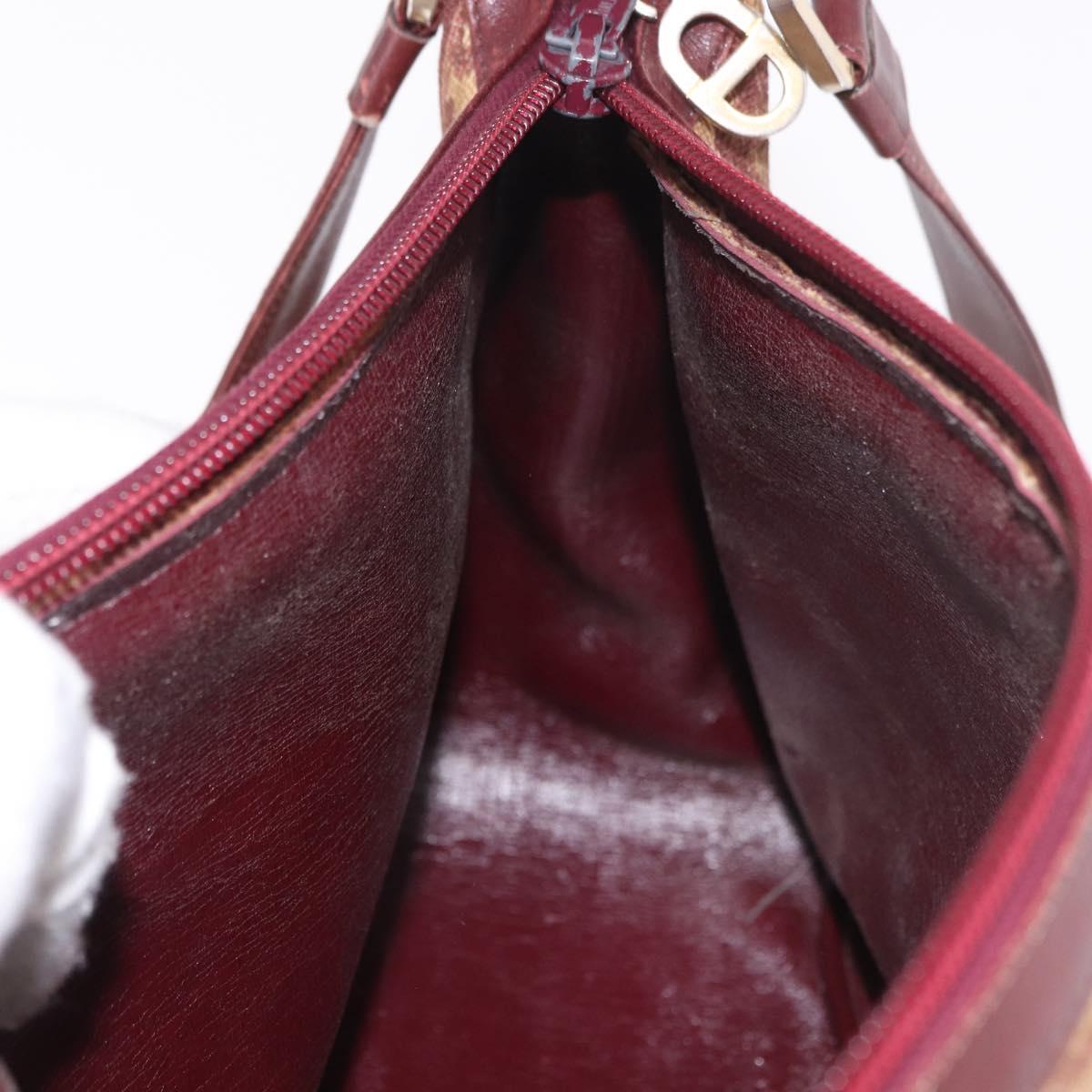 Christian Dior Trotter Canvas Shoulder Bag Red Gold Auth 186843