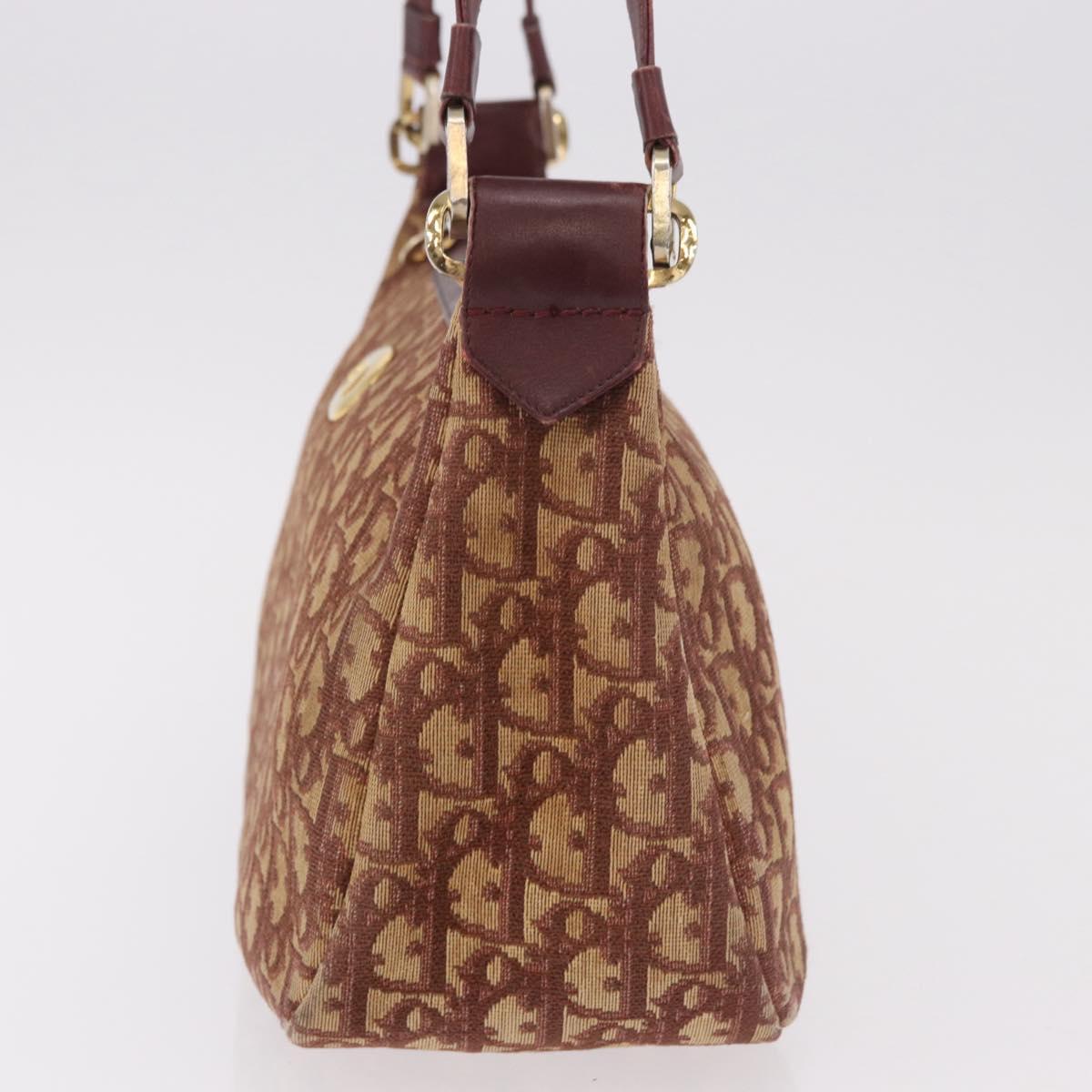 Christian Dior Trotter Canvas Shoulder Bag Red Gold Auth 186843