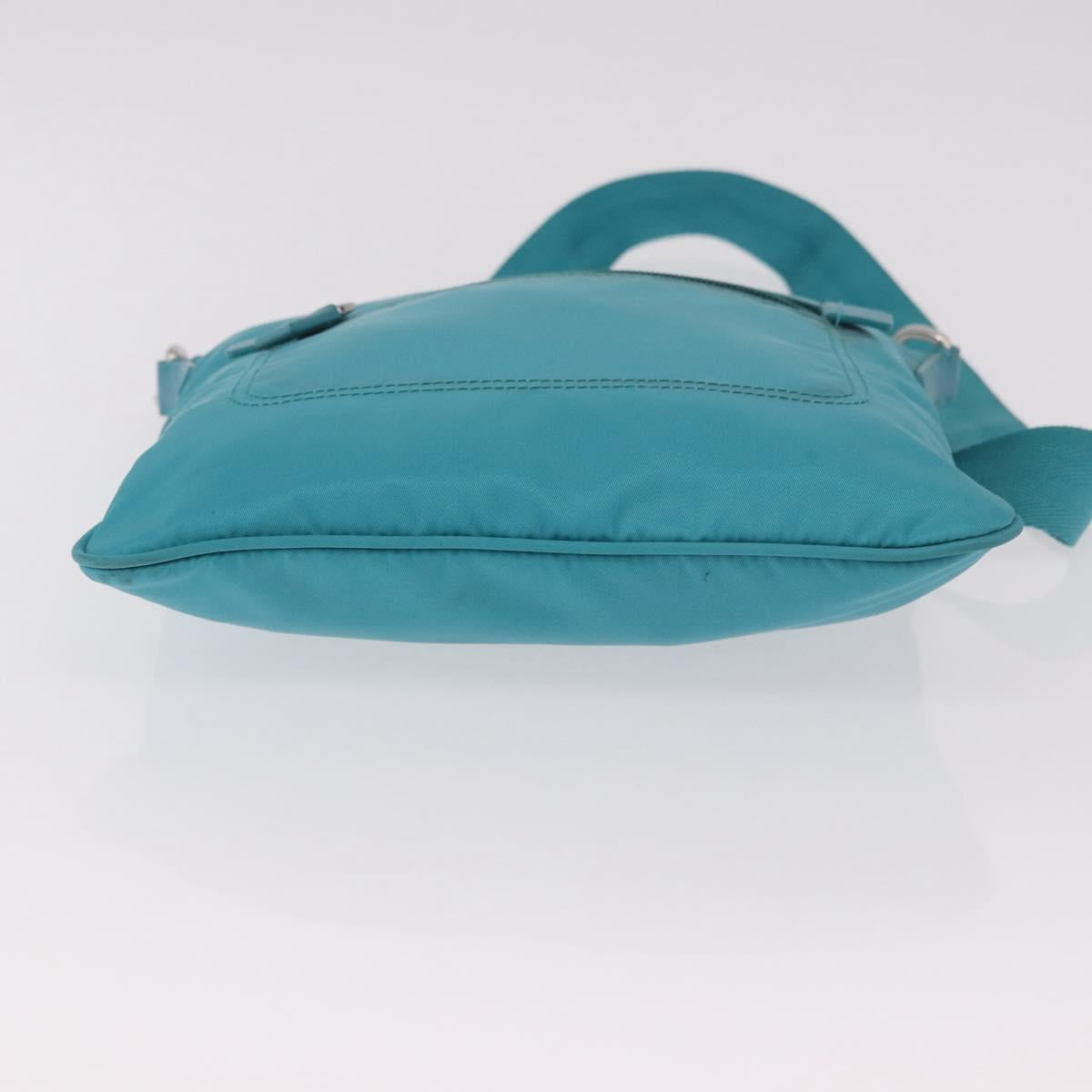 PRADA Shoulder Bag Nylon Light Blue Silver Auth 186844A