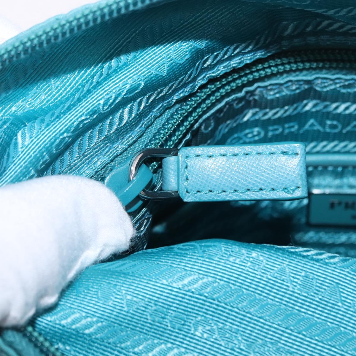 PRADA Shoulder Bag Nylon Light Blue Silver Auth 186844A