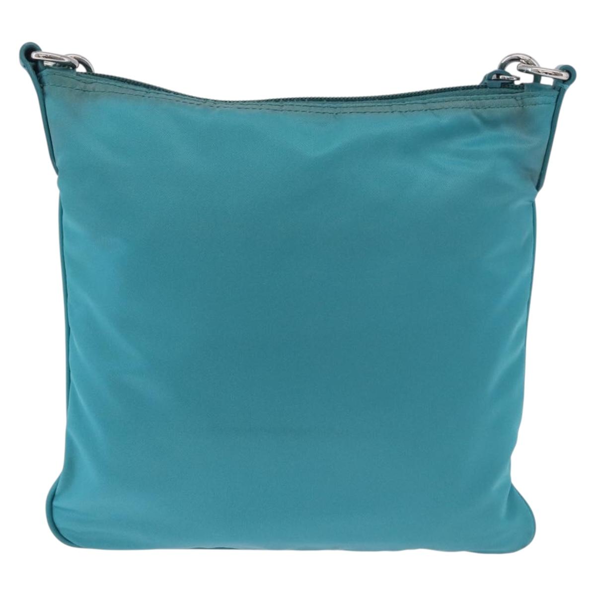 PRADA Shoulder Bag Nylon Light Blue Silver Auth 186844A