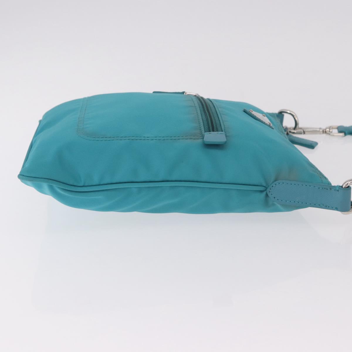 PRADA Shoulder Bag Nylon Light Blue Silver Auth 186844A