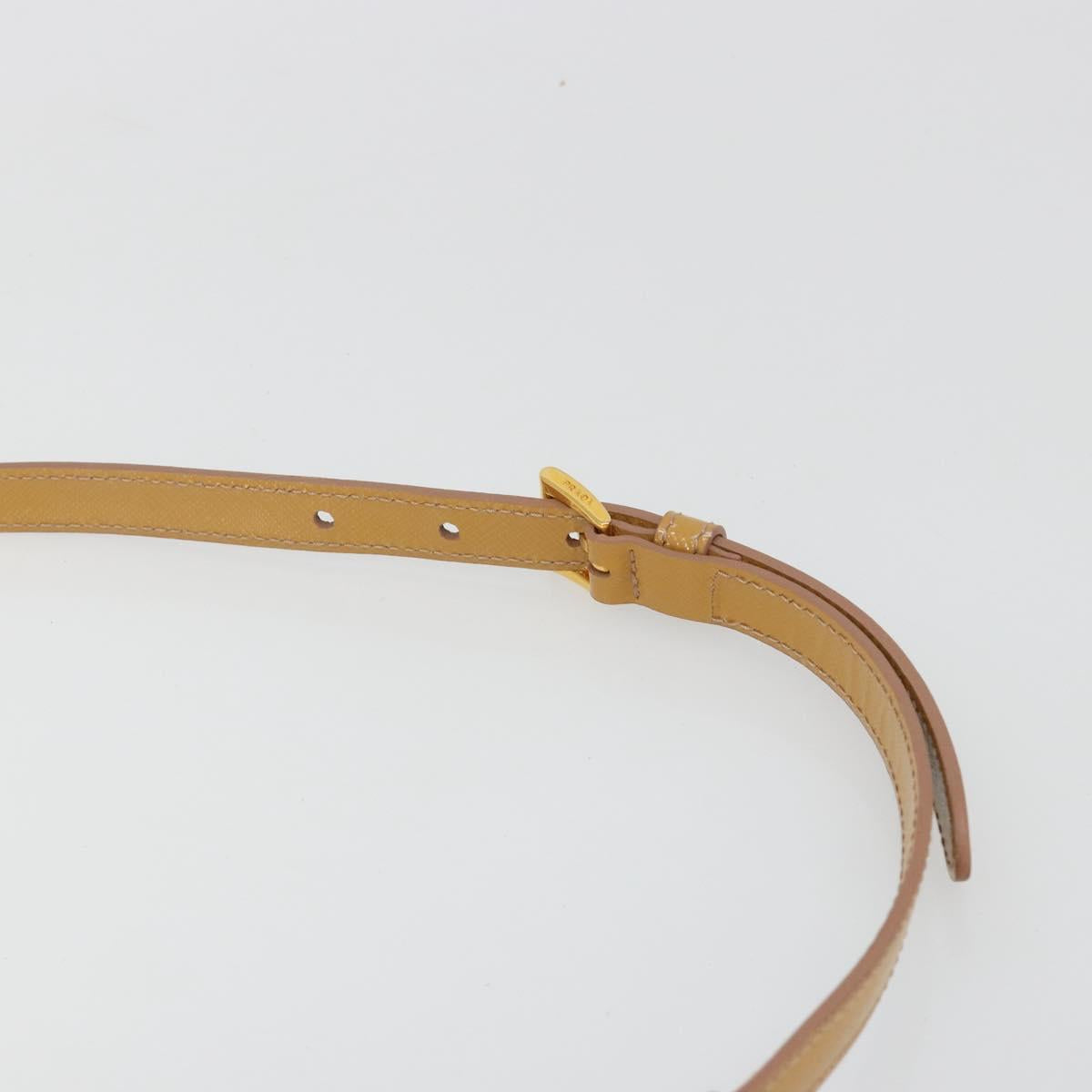 PRADA Hand Bag Leather 2way Beige Gold Auth 186845A