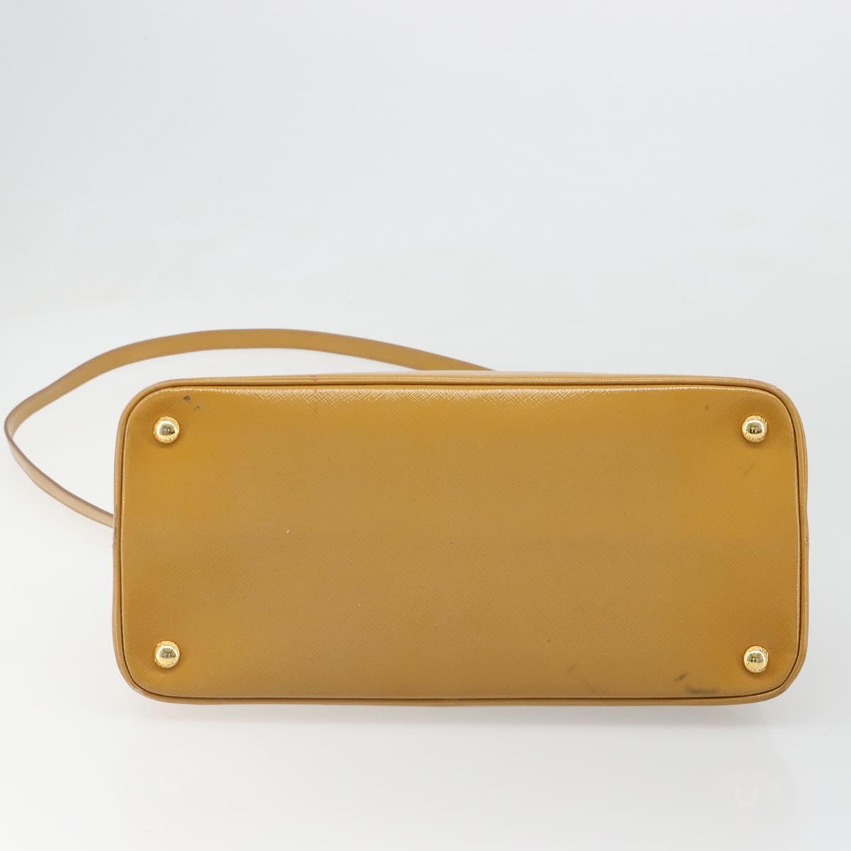 PRADA Hand Bag Leather 2way Beige Gold Auth 186845A
