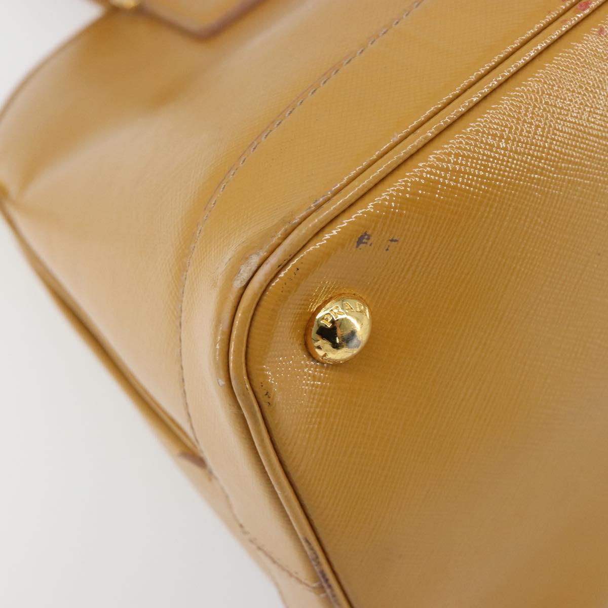 PRADA Hand Bag Leather 2way Beige Gold Auth 186845A
