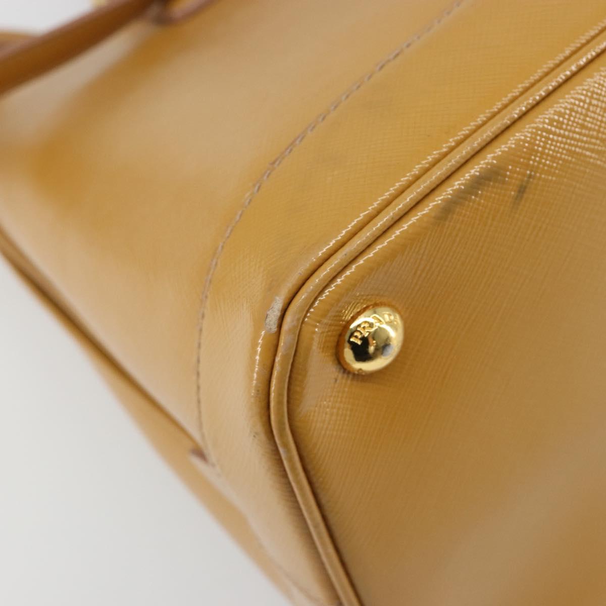 PRADA Hand Bag Leather 2way Beige Gold Auth 186845A
