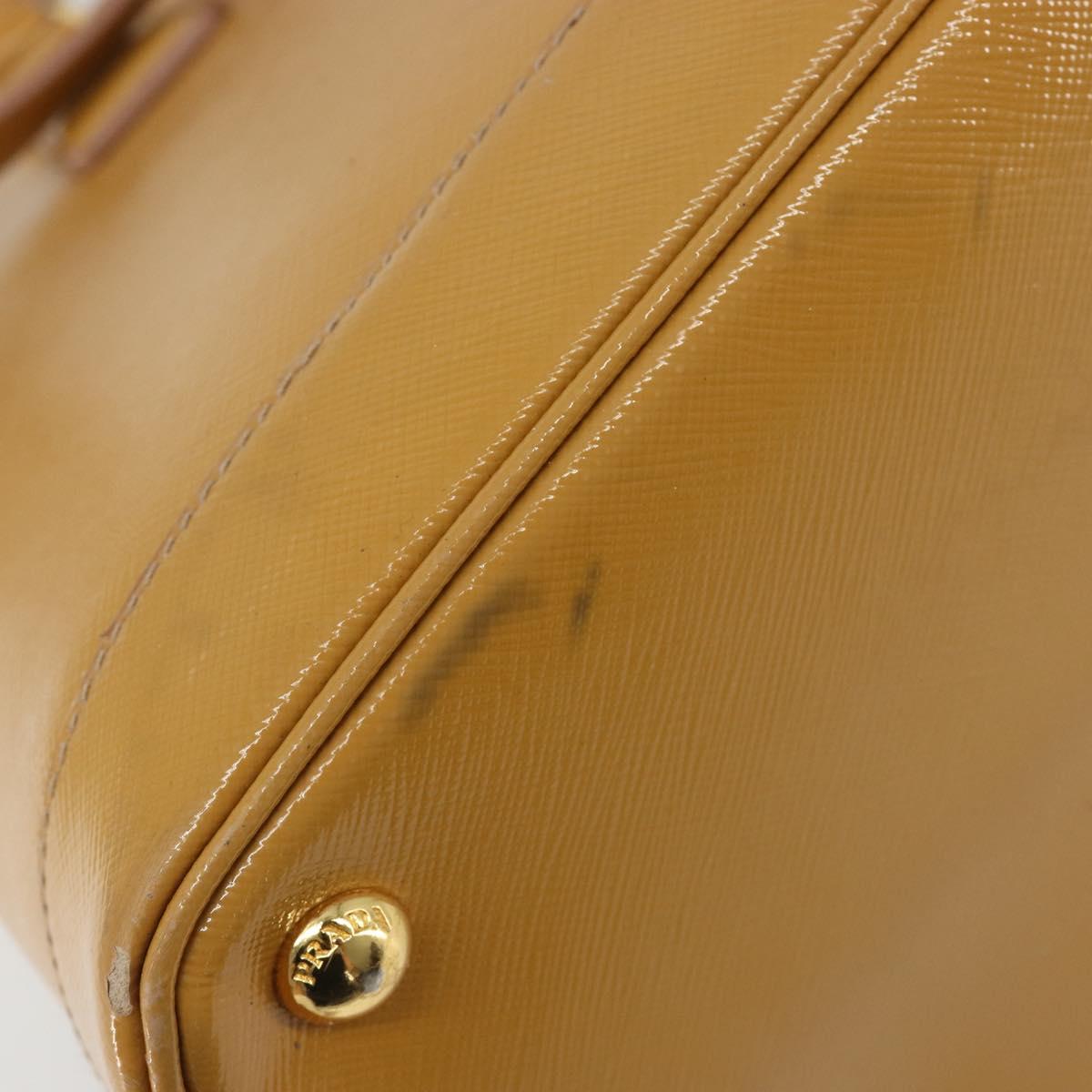 PRADA Hand Bag Leather 2way Beige Gold Auth 186845A