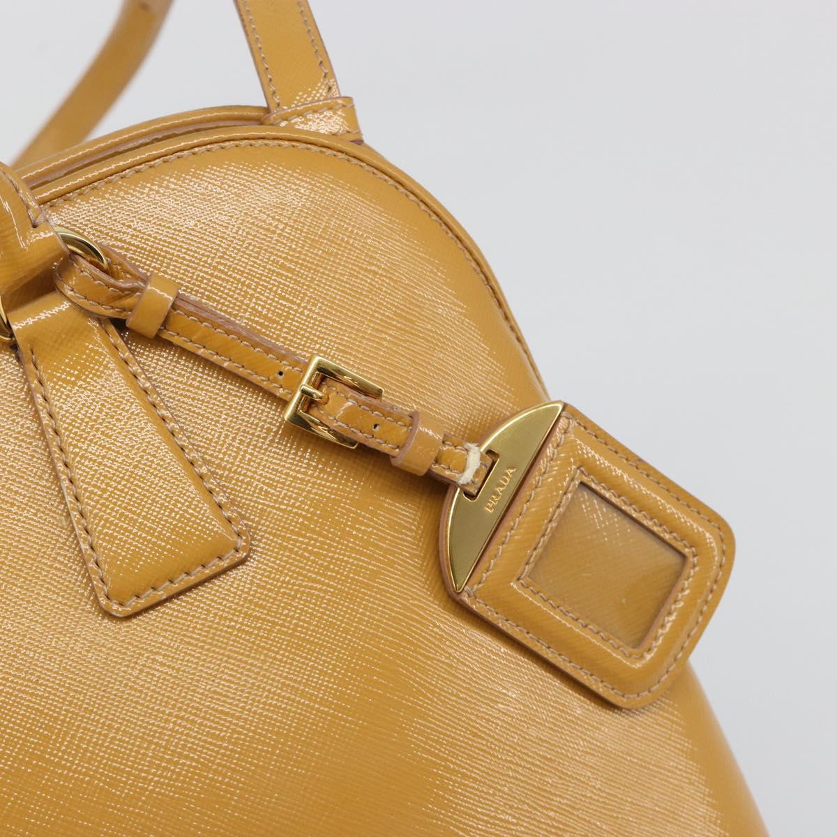 PRADA Hand Bag Leather 2way Beige Gold Auth 186845A