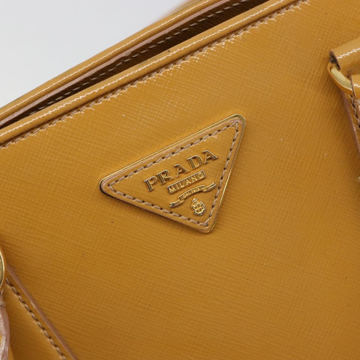 PRADA Hand Bag Leather 2way Beige Gold Auth 186845A
