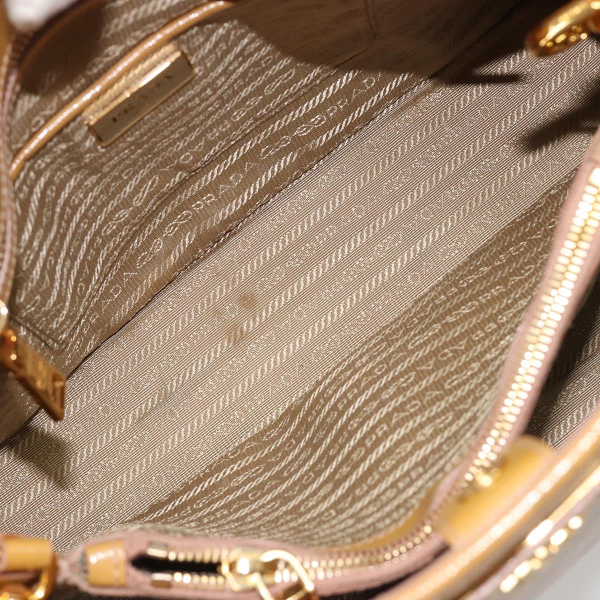 PRADA Hand Bag Leather 2way Beige Gold Auth 186845A