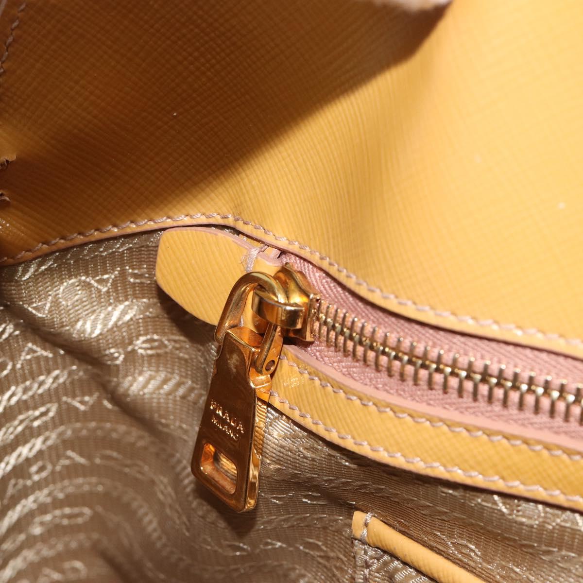 PRADA Hand Bag Leather 2way Beige Gold Auth 186845A
