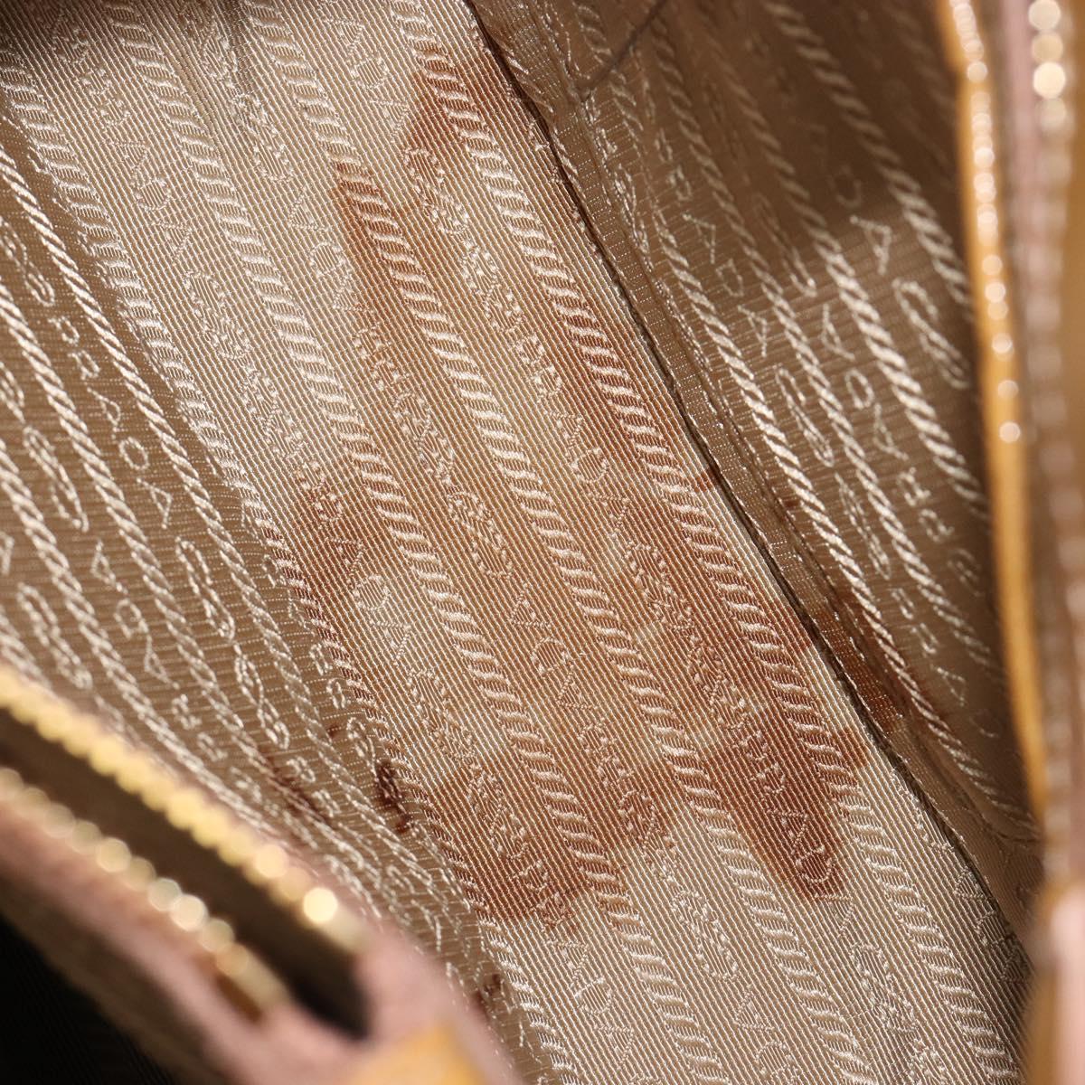 PRADA Hand Bag Leather 2way Beige Gold Auth 186845A