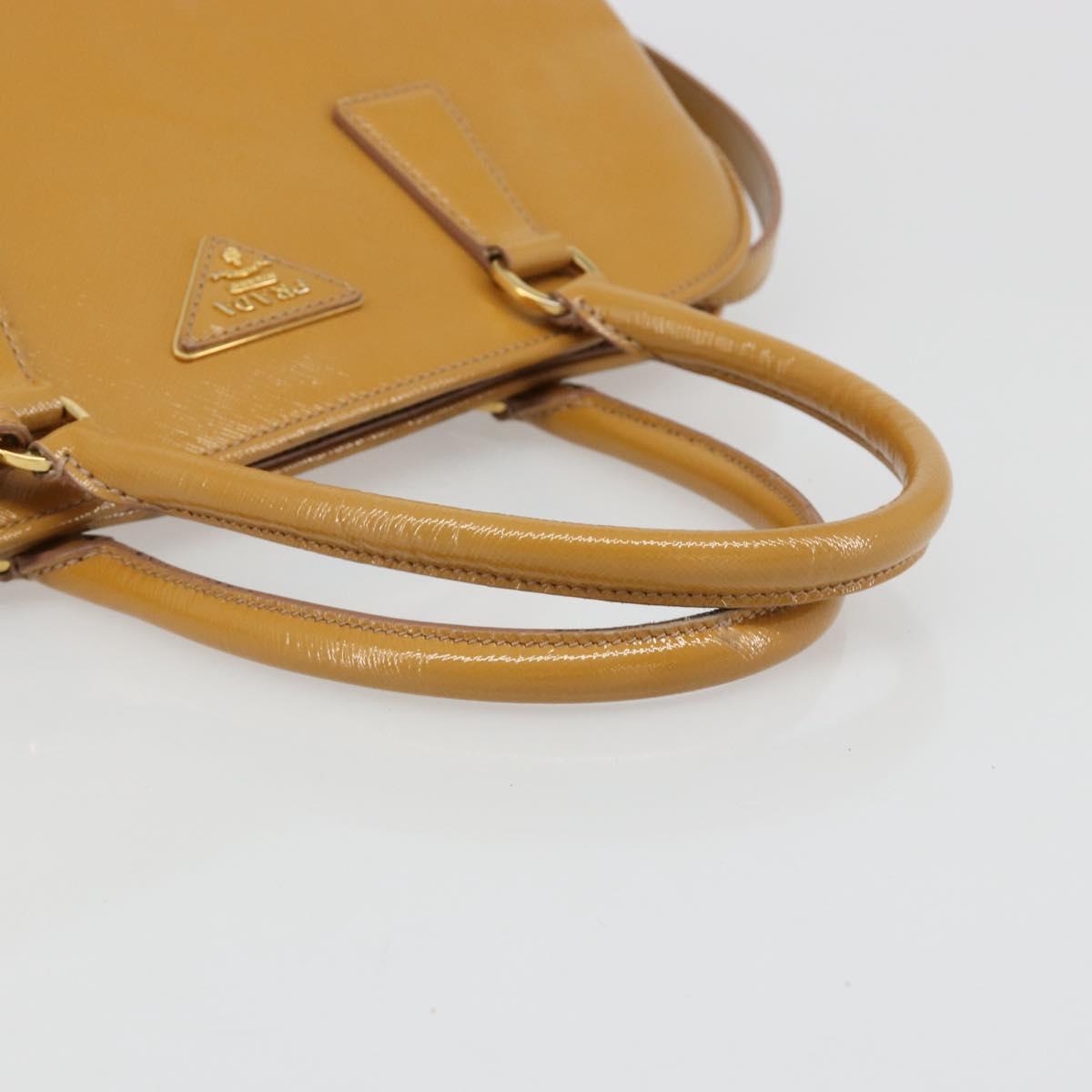 PRADA Hand Bag Leather 2way Beige Gold Auth 186845A