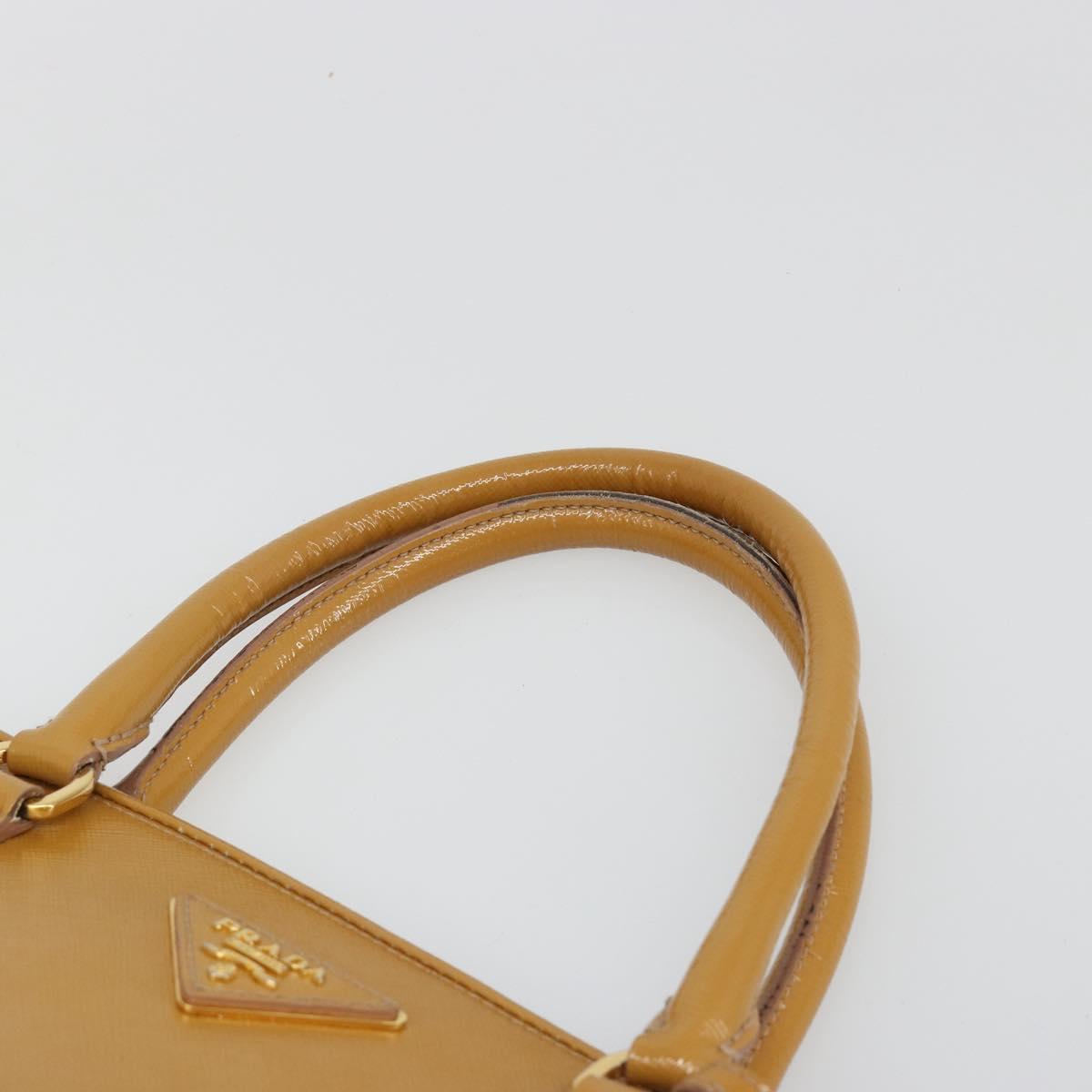 PRADA Hand Bag Leather 2way Beige Gold Auth 186845A