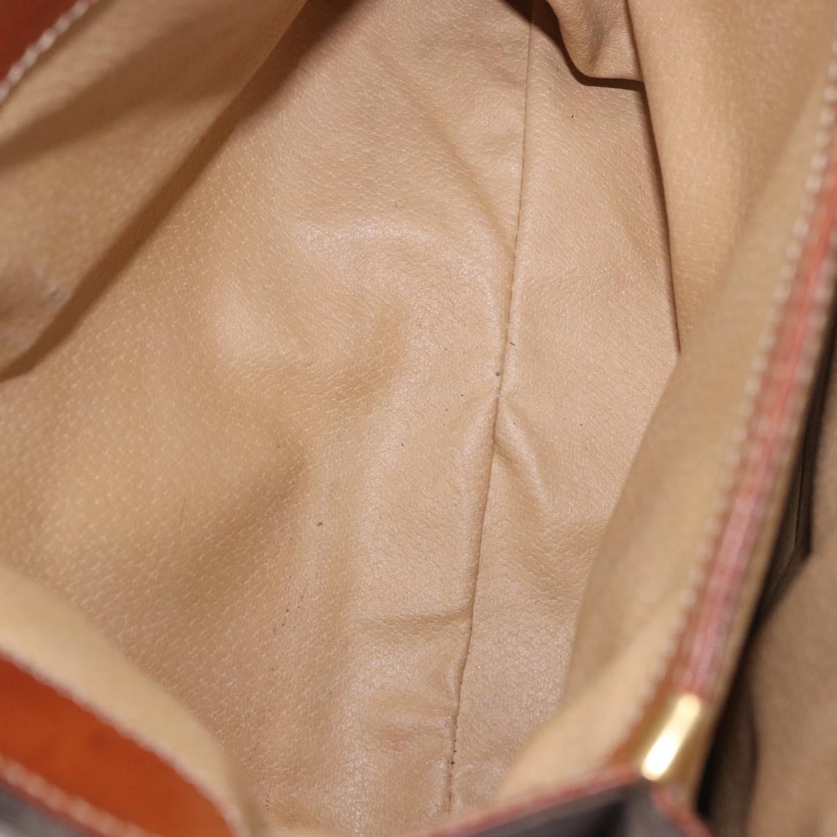 CELINE Macadam Canvas Hand Bag PVC Leather Brown Gold Auth 186847
