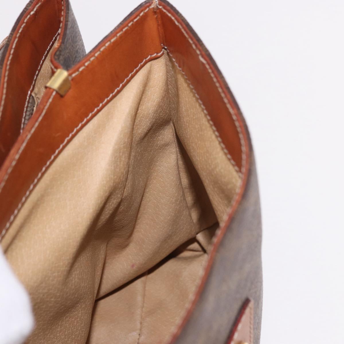 CELINE Macadam Canvas Hand Bag PVC Leather Brown Gold Auth 186847