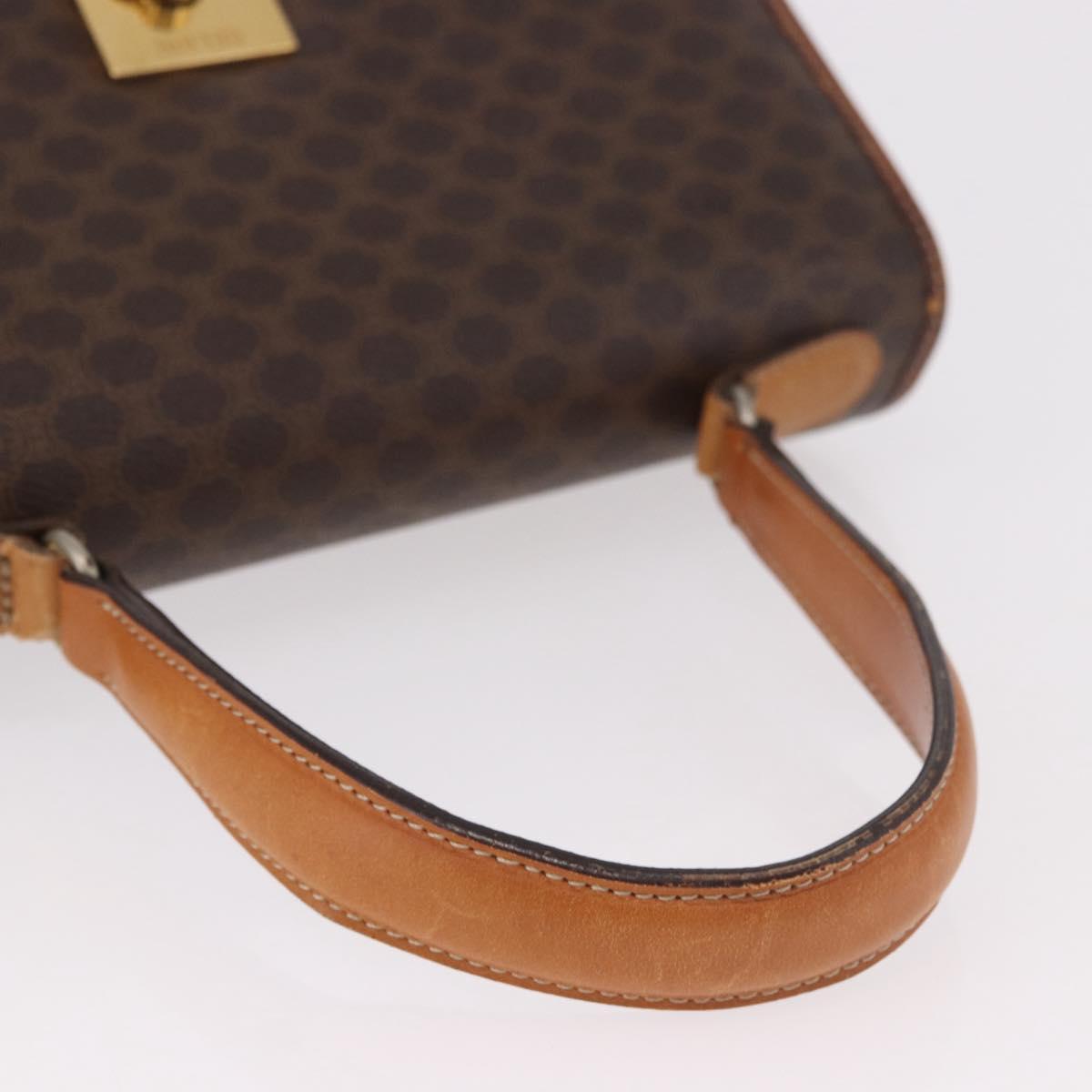 CELINE Macadam Canvas Hand Bag PVC Leather Brown Gold Auth 186847