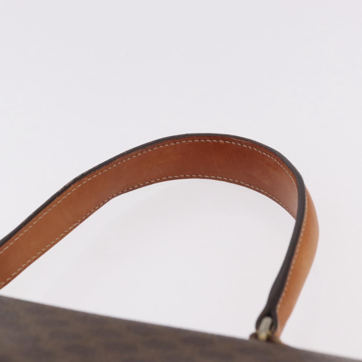 CELINE Macadam Canvas Hand Bag PVC Leather Brown Gold Auth 186847