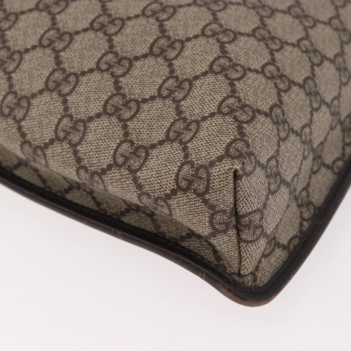 GUCCI GG Supreme Shoulder Bag PVC Beige Silver 92560 Auth 186848