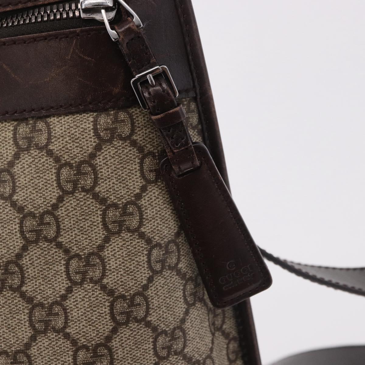 GUCCI GG Supreme Shoulder Bag PVC Beige Silver 92560 Auth 186848