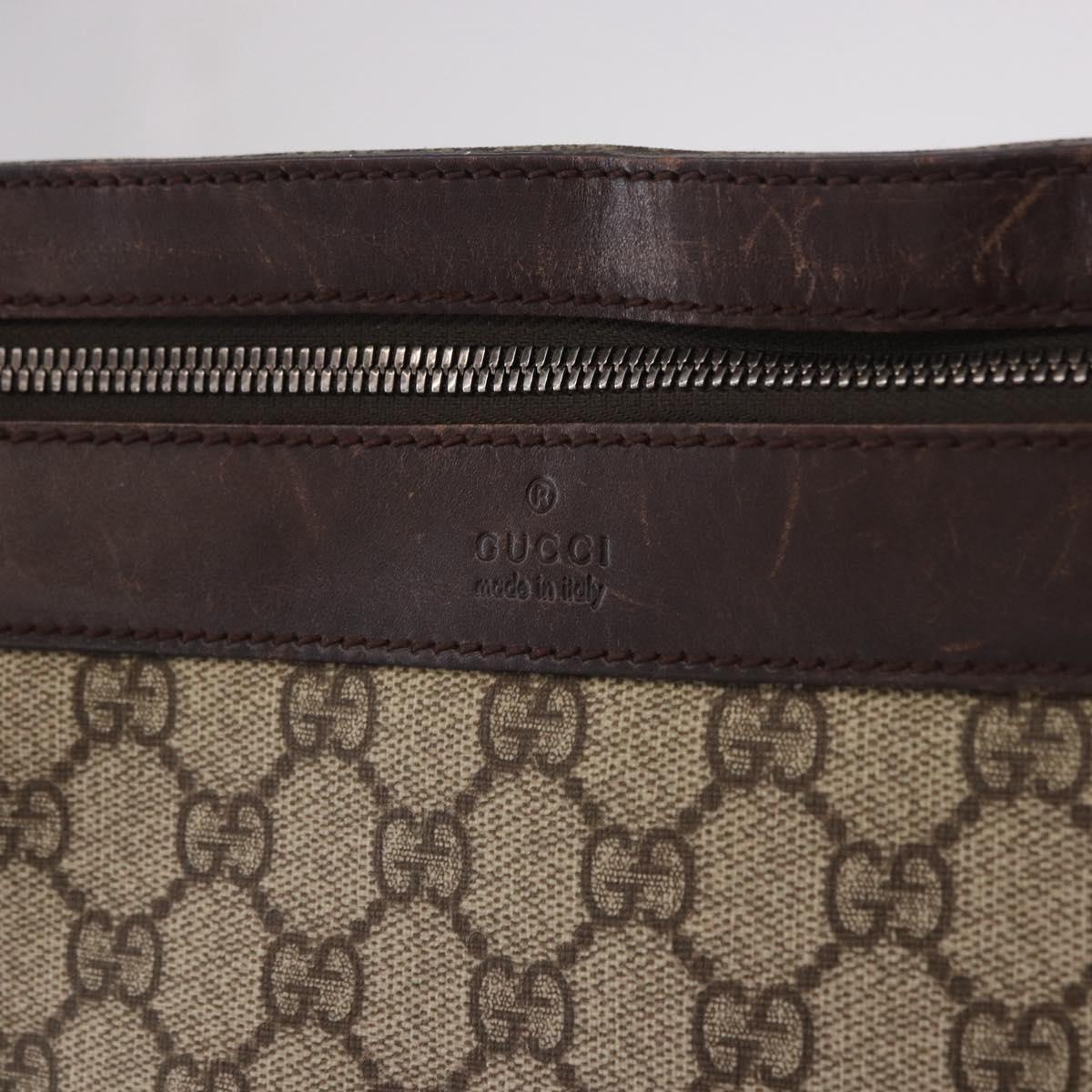 GUCCI GG Supreme Shoulder Bag PVC Beige Silver 92560 Auth 186848