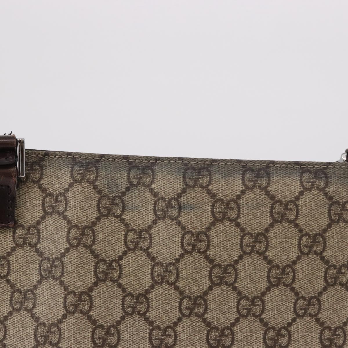 GUCCI GG Supreme Shoulder Bag PVC Beige Silver 92560 Auth 186848