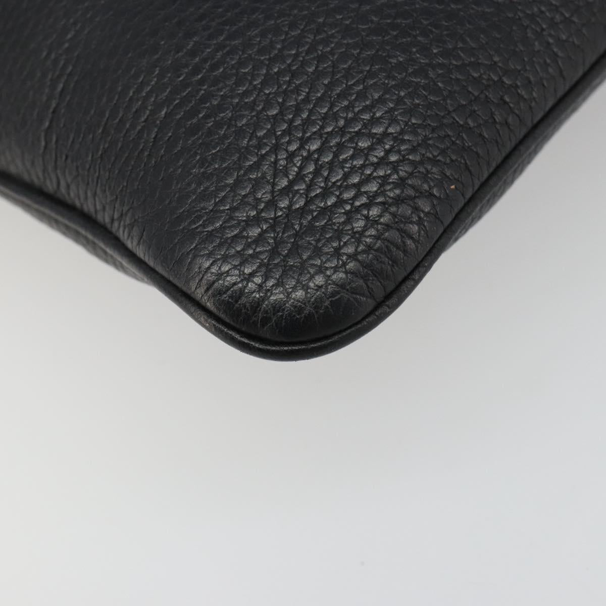 LOEWE Shoulder Bag Leather Black Silver Auth 186849A