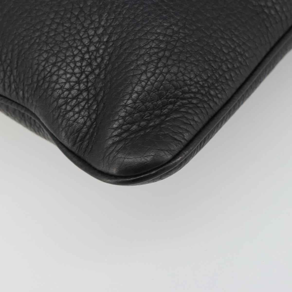 LOEWE Shoulder Bag Leather Black Silver Auth 186849A