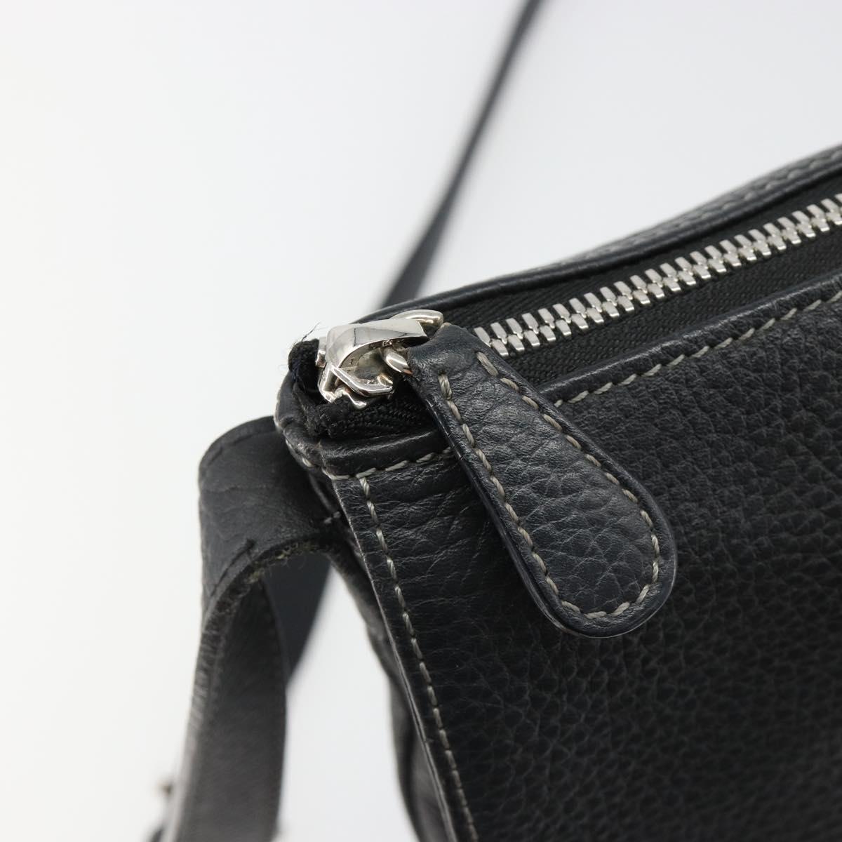LOEWE Shoulder Bag Leather Black Silver Auth 186849A