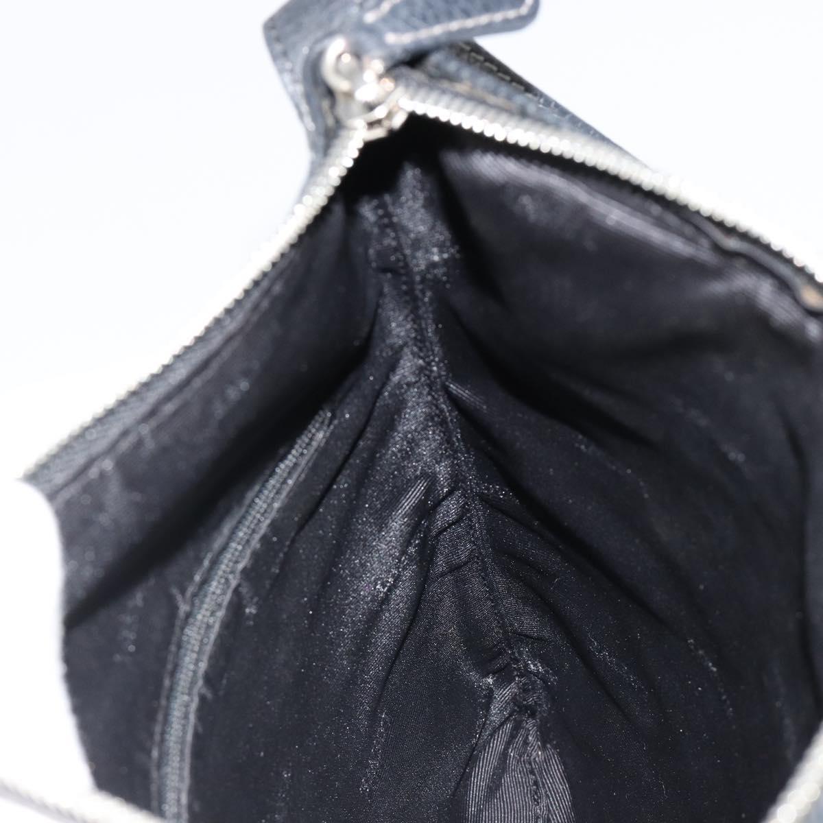 LOEWE Shoulder Bag Leather Black Silver Auth 186849A