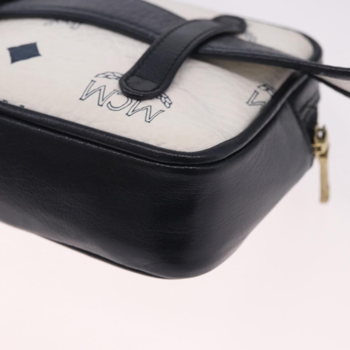 MCM Vicetos Logogram Waist Bag PVC Leather White Gold Auth 186851