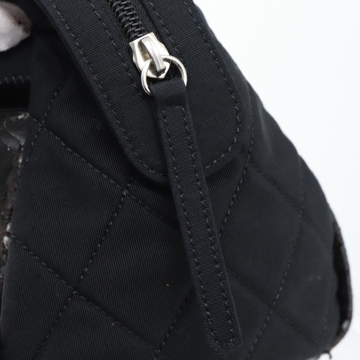 CHANEL Chain Shoulder Bag Canvas Black Silver CC Auth 186855