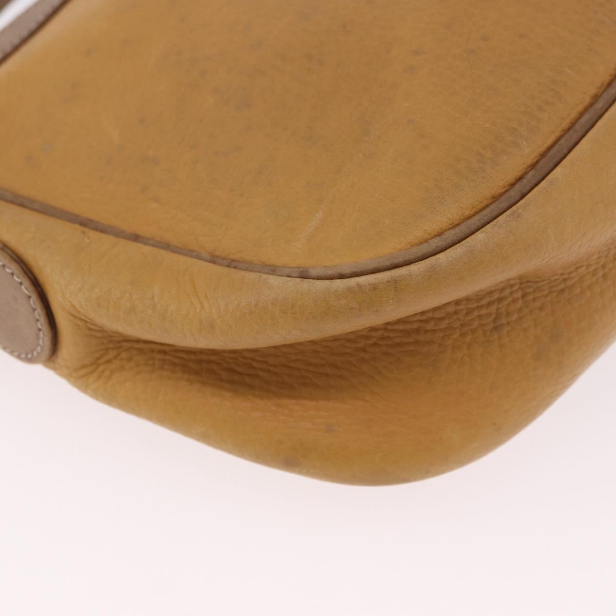 LOEWE Anagram Shoulder Bag Leather Beige Gold Auth 186856