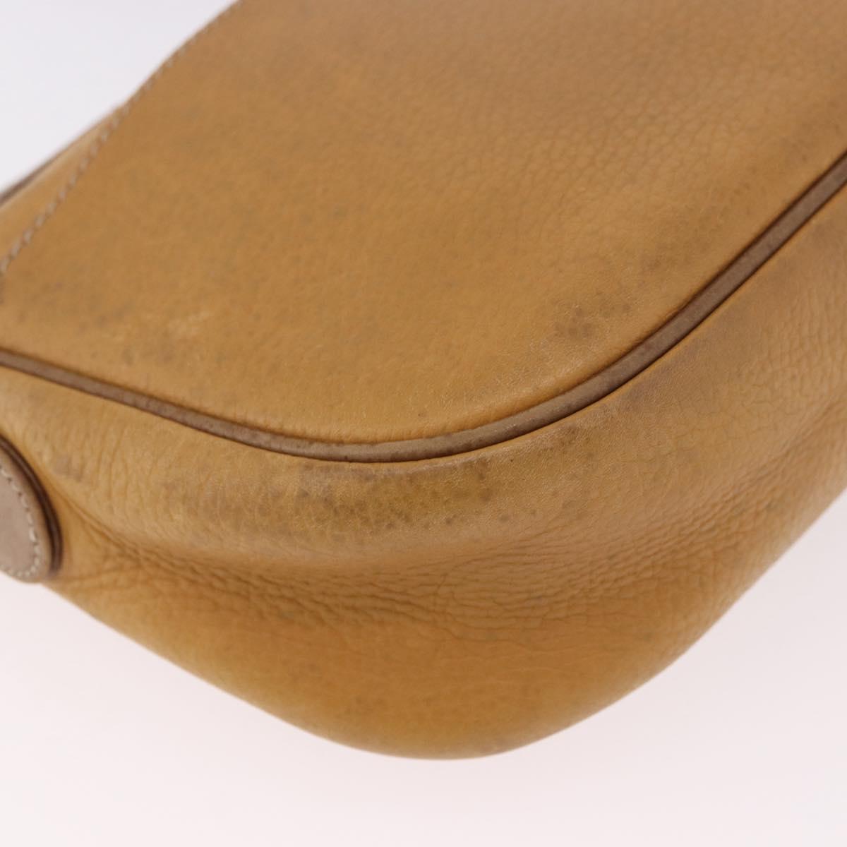 LOEWE Anagram Shoulder Bag Leather Beige Gold Auth 186856