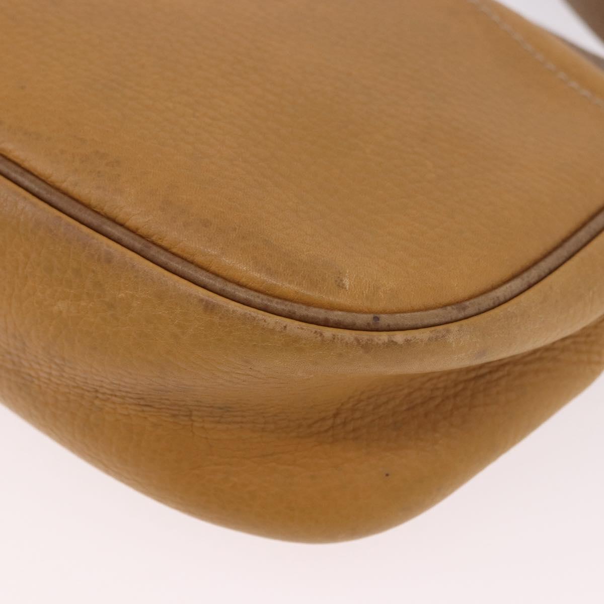 LOEWE Anagram Shoulder Bag Leather Beige Gold Auth 186856