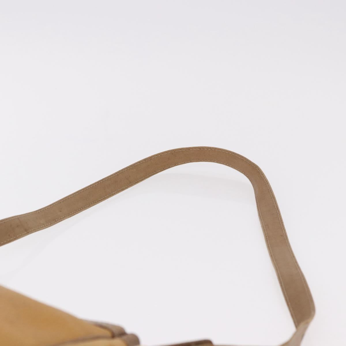 LOEWE Anagram Shoulder Bag Leather Beige Gold Auth 186856